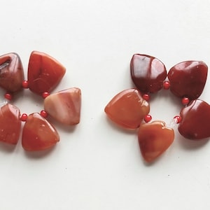 5 antique African agate/carnelian pendant, heart or triangular shaped