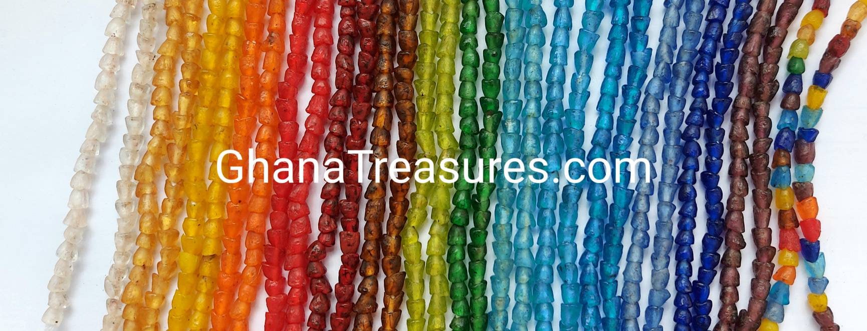 16 inches string, 80+ tiny flowers, African recycled glass beads, 5 x 4 mm