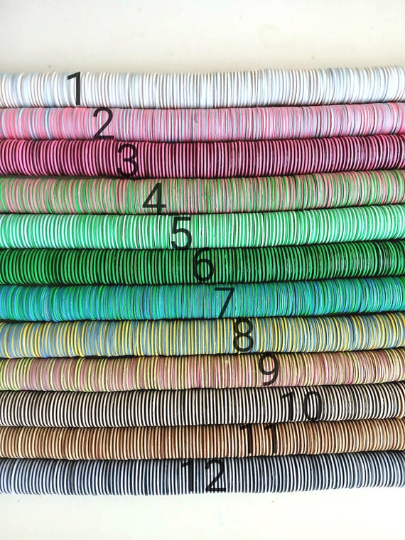 14 mm. Authentic African Vinyl Heishi Beads, eco-friendly Recycled Disc Beads for Jewelry Making