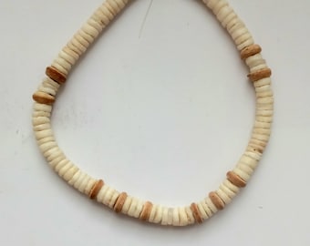 African Seashell Rondelle Beads, Handmade in Senegal (6-7mm)