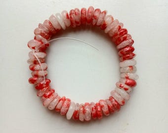 50 African recycled clear glass spacer beads, mottled frosted glass