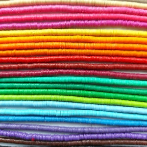 3 mm. African vulcanite tiny vinyl heishi beads, strand 16 inches (40 cm.),  27 colors