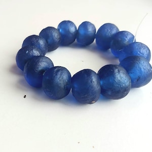 12-14 African recycled glass beads, (20 mm diam), 8 inches short strand