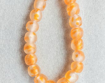 21 African recycled glass beads, (14 mm diam.), strand 10 inches