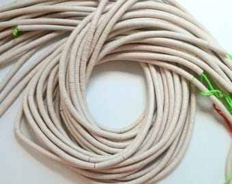 6 mm. Off white/ivory color, African vulcanite vinyl heishi beads, strand 80 cm. (32 inches)#2