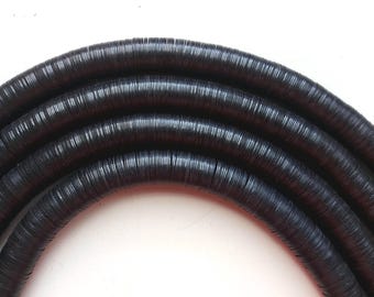 14 mm. black vulcanite vinyl heishi beads, strand of 80 cm. (32 inches), color #11