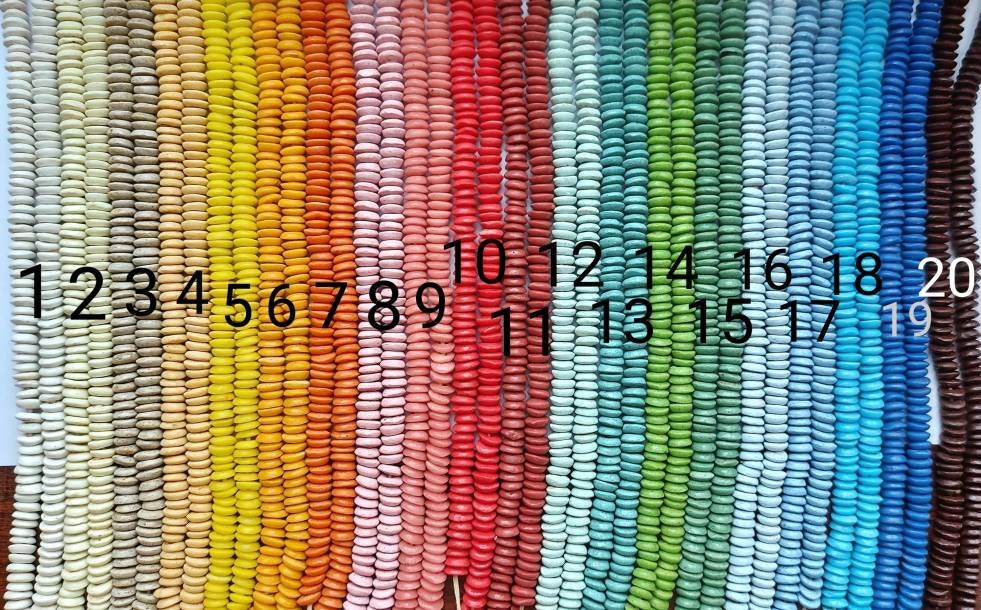 8 inches strand, 55+ African small saucer beads, 10 x 3-4 mm.