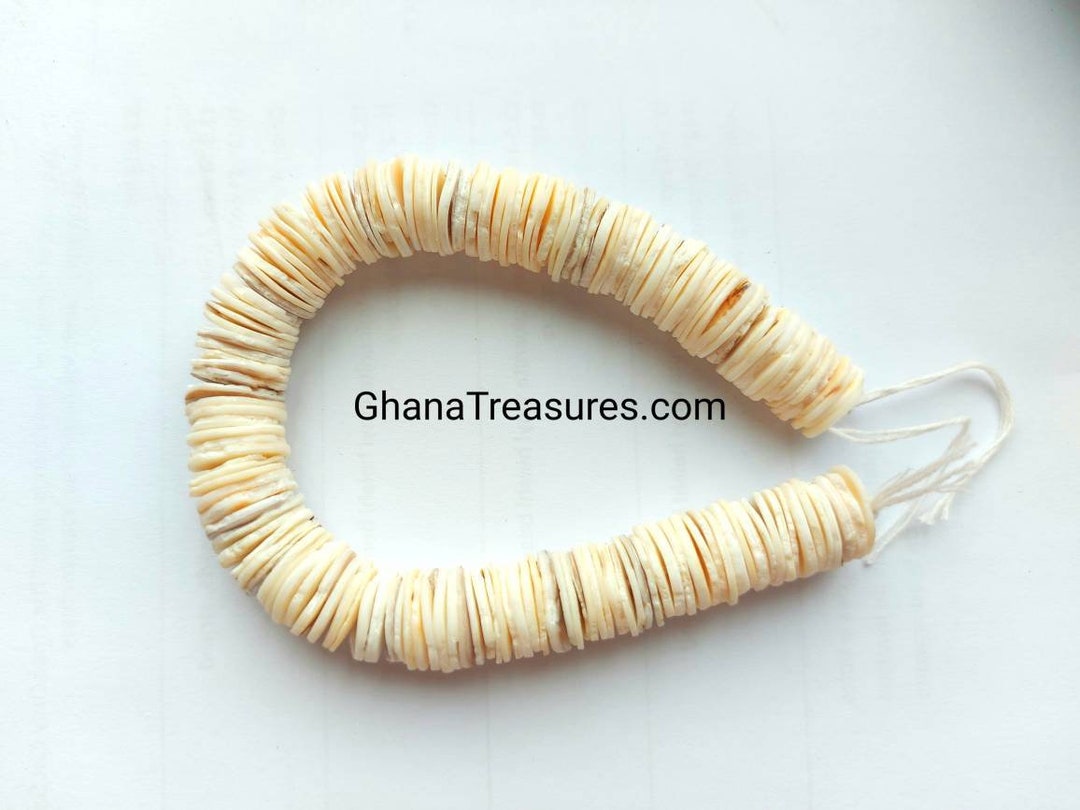 Seashell Rondells African Sea Shell Rondelle/discs From Senegal, 150 Beads, 8 Inches ...