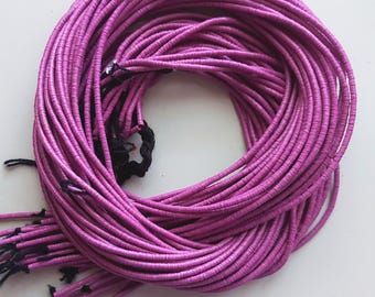 3 mm. deep pink African vulcanite vinyl heishi beads, strand 80 cm. (32 inches) #8