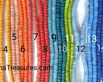 60-80 tube beads, (8-10 mm.diameter x 5-7 mm.), 16 inches string, recycled glass beads