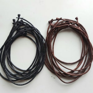 Bruine toeareg gevlochten leren ketting handgemaakt in Mali, rustieke geitenleren halsband, 25-26 inch lang