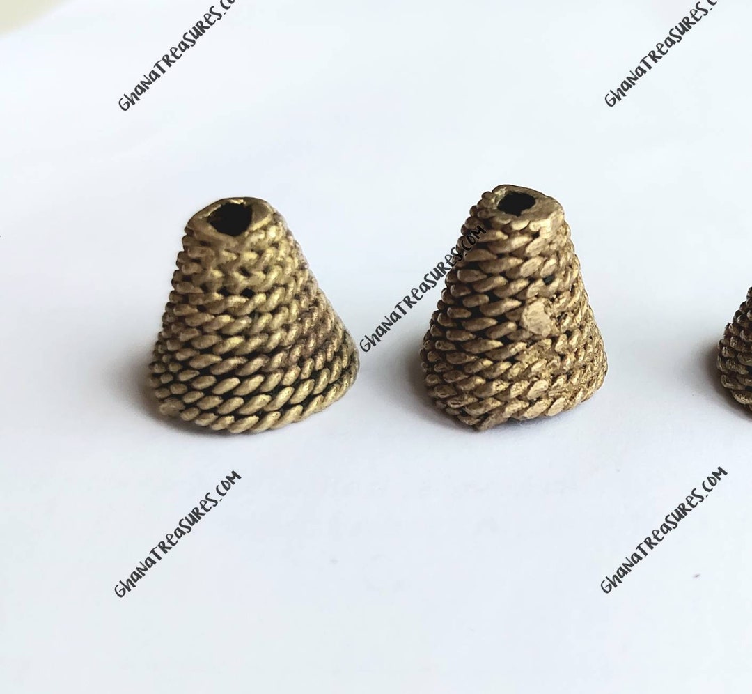 2 African Ashanti Brass Cone End Caps 18 X 18 Mm. Antique Etsy