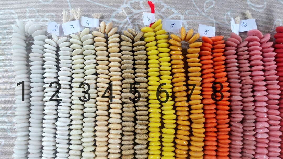 16 Inches String, 70-80 Large Saucer Beads, 13-15 X 4-5 Mm., 30 Colors ...