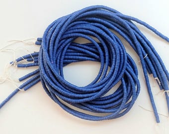 4 mm. Violet blue African vulcanite vinyl heishi beads, strand 80 cm. (32 inches) #15