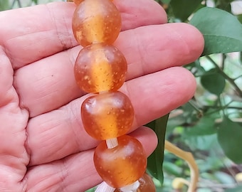 12-13 African recycled glass beads, (19 mm diam), 8 inches short strand, new color