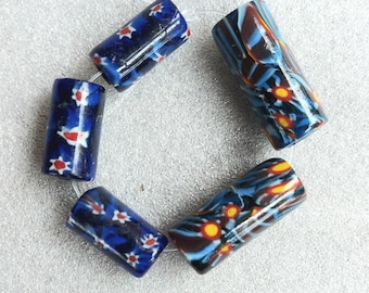 Mixed lot of fused Indian glass beads, handmade glossy beads