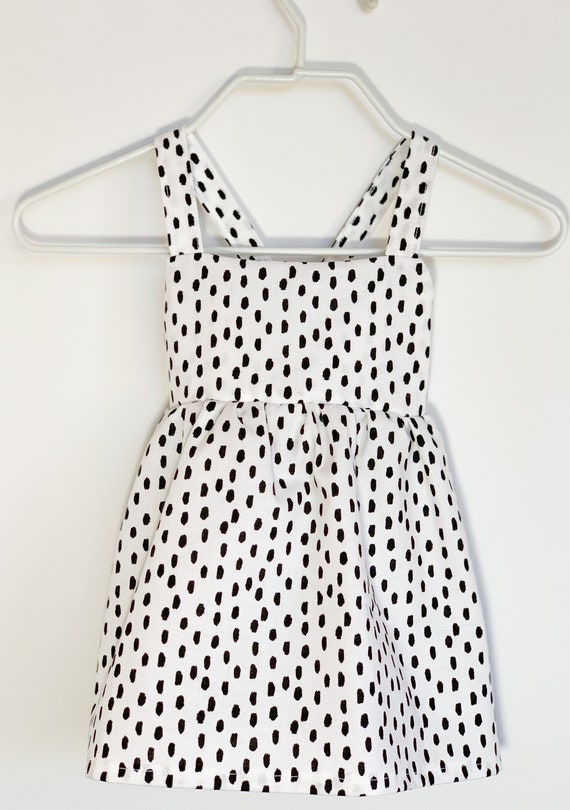 black and white polka dot baby dress