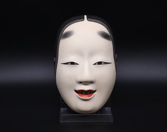 Hand Carved Japanese Noh Mask Ko-omote, Young Woman Theatre Mask