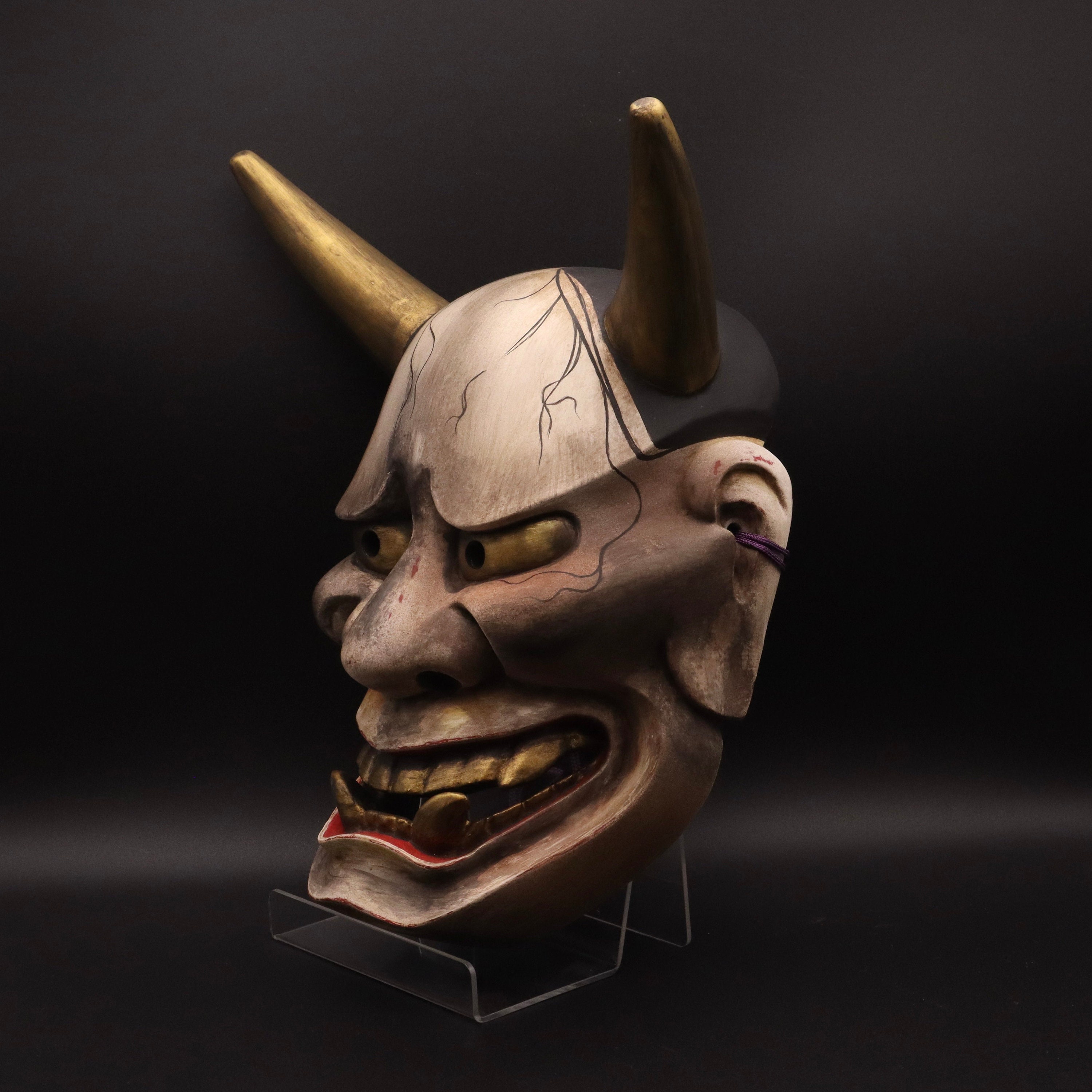 日本の能面「子般若」 - 木彫りの鬼劇面 - Etsy 日本