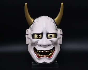 手彫りの木製般若面 | 日本の能楽の鬼の壁掛けアート - Etsy 日本