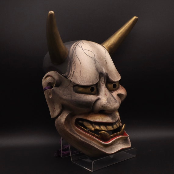 日本の能面「子般若」 - 木彫りの鬼劇面 - Etsy 日本