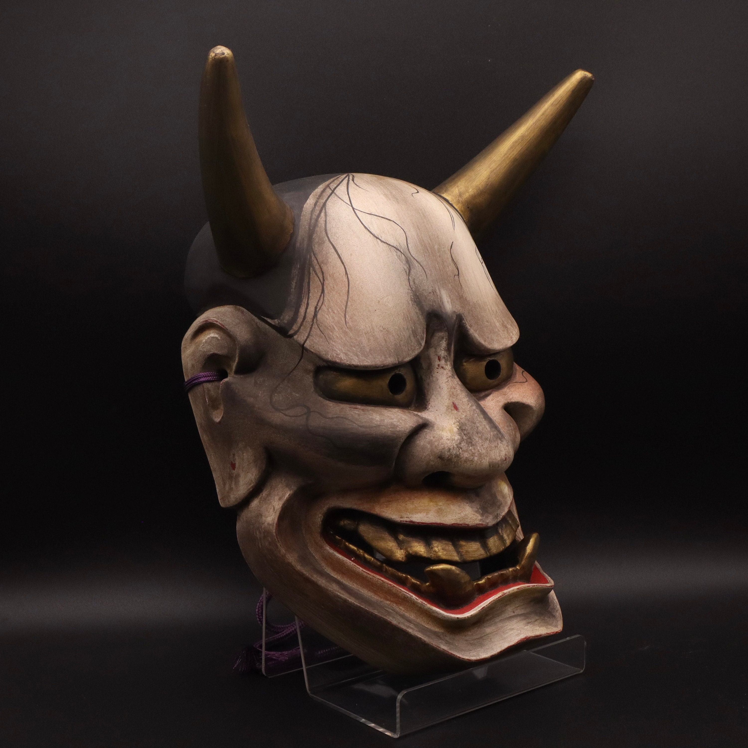 日本の能面「子般若」 - 木彫りの鬼劇面 - Etsy 日本
