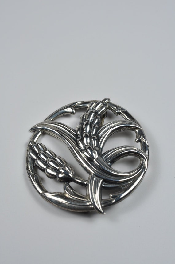 Dancraft sterling silver wheat branch pin brooch - image 1