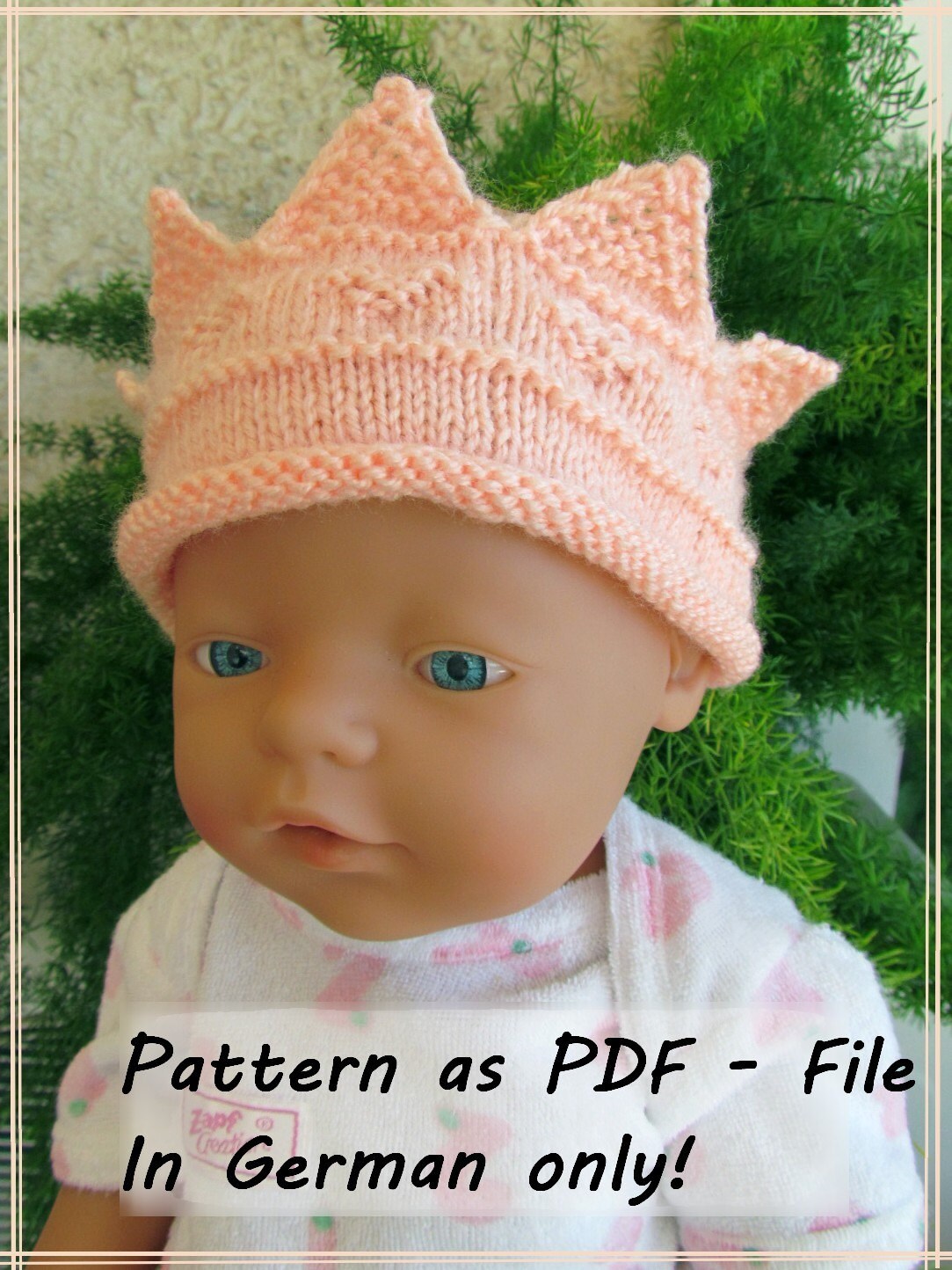 Pattern for knitted baby crown in German only | Etsy