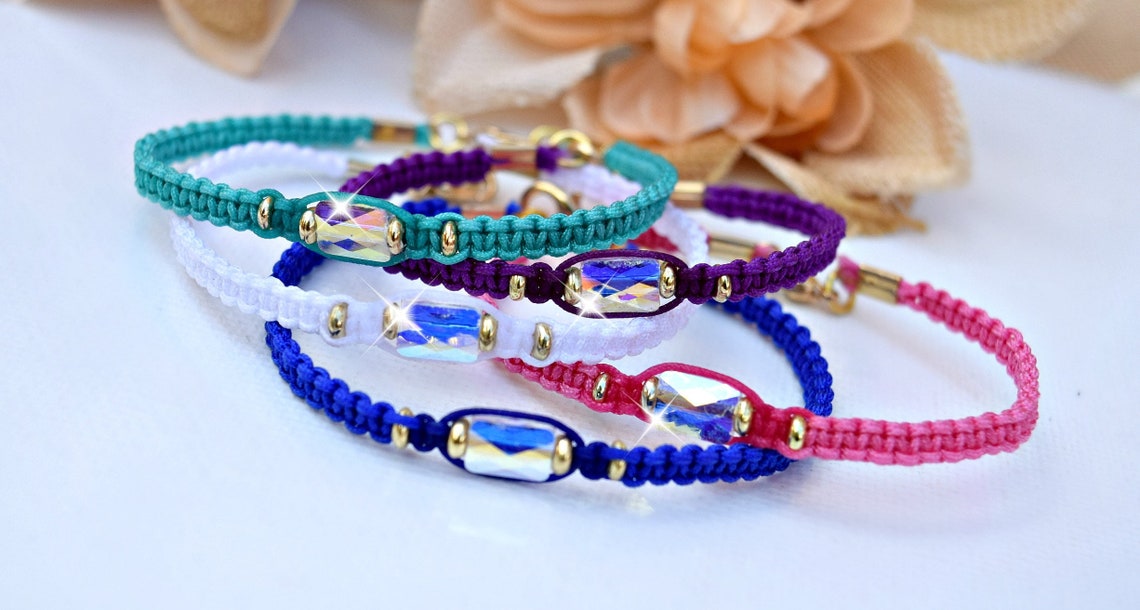 Crystal Friendship Bracelet Knotted Healing Crystals Etsy