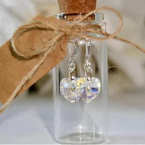 Crystal Heart Dangle Earrings: 10mm Gemstone, Valentines Gift