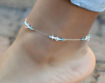 Crystal Anklet; Ankle Bracelet; Beach Jewelry; Wedding Jewelry; Gifts for Her; Crystal Jewelry-Choose Color