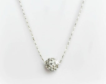 Crystal Pave Ball Necklace/Crystal Rhinestones