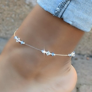 Crystal Anklet, Wedding Anklet, Bridal Anklet, Something Blue for Wedding, Anklet for Wedding, Bridesmaids Gifts