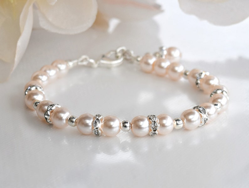 Pink Pearl Bracelet and Earring Set/weddings/bridesmaid/ - Etsy