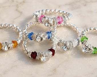 Crystal Stretch Ring: Stackable Beaded Rings