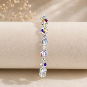 Swarovski Crystal AB Bracelet, 8mm Round Aurora Borealis, Stretch Jewelry image 4