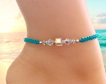 Neon Crystal Anklet: European Crystal, Friendship Bracelet