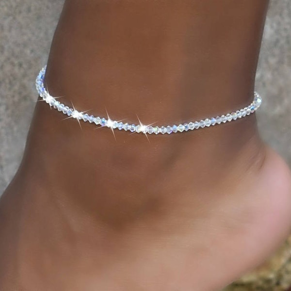 Crystal-Anklet, Bridal Shower-Ankle Bracelet-Bridal Jewelry-Beach Wedding-Body Jewelry-Stretch Anklet/Swarovski Crystal Necklace