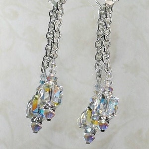 Crystal Square Dangle Earrings/Weddings/Bridal Jewelry