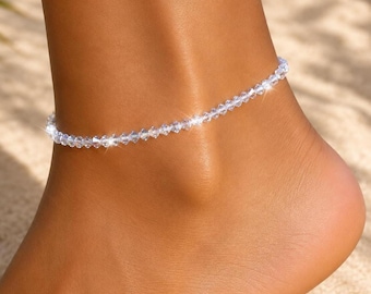Swarovski Crystal Stretch Anklet – Beaded Sparkle Ankle Bracelet