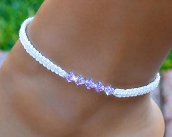 Crystal Knotted Anklet/Beach/Summer/Friendship