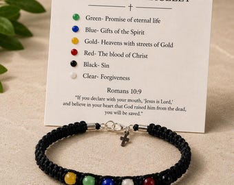 Salvation Bracelet, Christian Gospel Faith Jewelry, Romans 10:9 Scripture