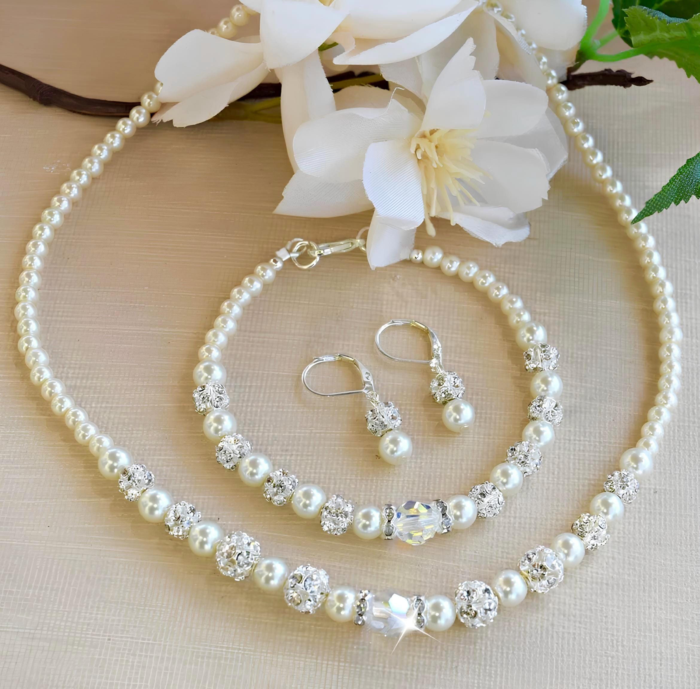 セール★SWAROVSKI★Free Pearl パールネックレス ピアス セット パールネックレス＋ピアスセット(5613990)｜S｜ホワイト｜プチ