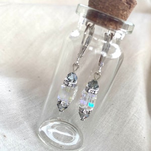 European Crystal Cube Earrings/Black Diamond Crystals