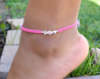Crystal Knotted Anklet; Ankle Bracelet;