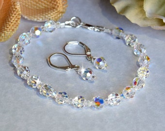 Crystal; Bracelet and Earring Set/Healing/Precious Gems/Bridal/Wedding/Jewelry Sets