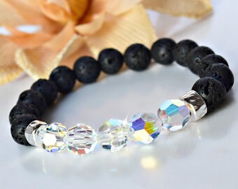 Crystal Lava Stone Diffuser Bracelet, Gemstone Bracelet, Crystal Bracelet