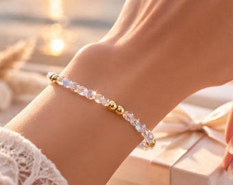 Swarovski Crystal Anklet/Bracelet, Stretch Beaded, Minimalist Anklet, Dainty Beach Jewelry, Boho Gift