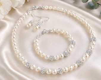 Pearl & Rhinestone Wedding Jewelry Set