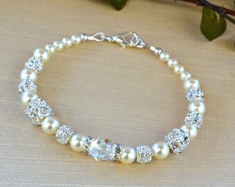 Crystal and Pearl Bracelet/High End European Crystal